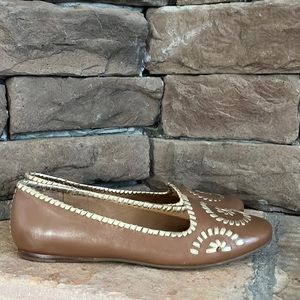 Jack Rogers Waverly Whipstitch Loafers / Brown & Gold‎ / SZ 9.5